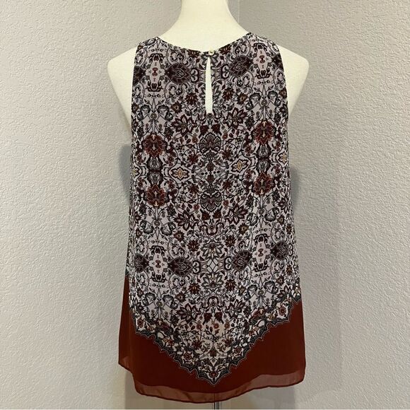 Max Studio Bohemian Floral Tank Size S Rust, Cream & Black - Picture 7 of 10